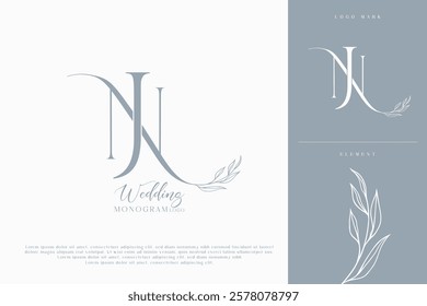 NJ JN Wedding Monogram Logo
