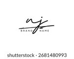 NJ letter elegant cursive signature beauty handwriting logo.