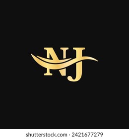 NJ letter initial Logos elegant typeface design minimal typography vector of business name branding Logo