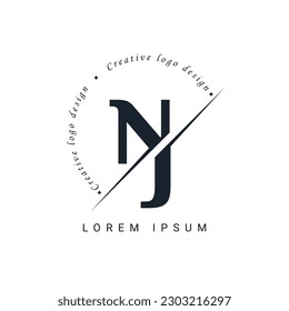 NJ Letter Logo Design with a Creative Cut. Creative logo design