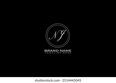 Design do logotipo da letra NJ. Ícone do logotipo com as letras iniciais NJ. Letra abstrata NJ N J modelo de design de logotipo mínimo. N J Carta Design Vetor com cores pretas. Logotipo do NJ