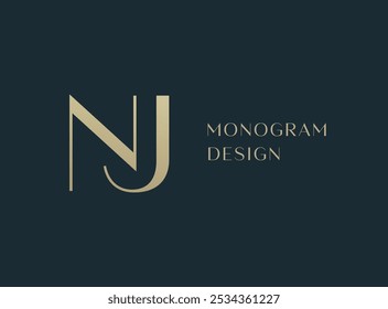 NJ letter logo icon design. Classic style luxury initials monogram.