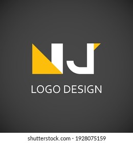 letra nj para diseño simple de logotipo