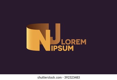 NJ letters logo, N and J letters logo alphabet design.