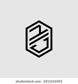 NJ line geometric monogram with high quality professional design that will print well