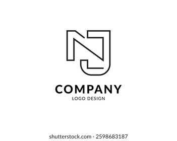 NJ logo design template. NJ or JN logo monogram icon