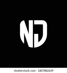 nj-Logo-Monogramm mit kreisförmigem Formschild-Designvorlage