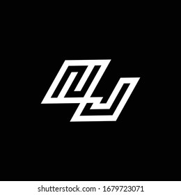 NJ logo monogram with up to down style negative space design template isolated on black background