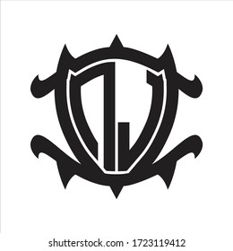 NJ Logo-Monogramm einzeln auf Rahmenschild-Design-Vorlage
