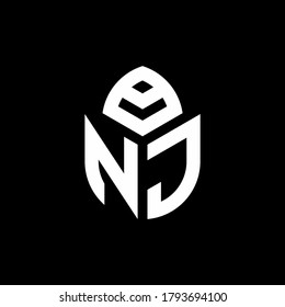 NJ monogram logo with a cypress shape luxury style design template