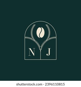 NJ Unique and simple logo design combination of letters and coffee bean