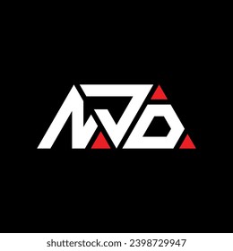 NJD triangle letter logo design with triangle shape. NJD triangle logo design monogram. NJD triangle vector logo template with red color. NJD triangular logo Simple, Elegant, and Luxurious design.