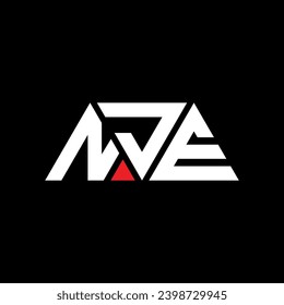 NJE triangle letter logo design with triangle shape. NJE triangle logo design monogram. NJE triangle vector logo template with red color. NJE triangular logo Simple, Elegant, and Luxurious design.
