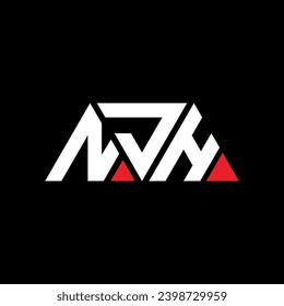 NJH triangle letter logo design with triangle shape. NJH triangle logo design monogram. NJH triangle vector logo template with red color. NJH triangular logo Simple, Elegant, and Luxurious design.