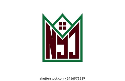 NJJ initial letter real estate builders logo design vector. construction ,housing, home marker, property, building, apartment, flat, compartment, business, corporate, house rent, rental, commercial 