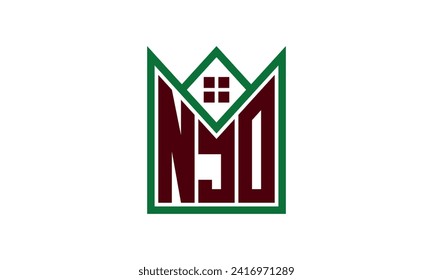 NJO initial letter real estate builders logo design vector. construction ,housing, home marker, property, building, apartment, flat, compartment, business, corporate, house rent, rental, commercial 