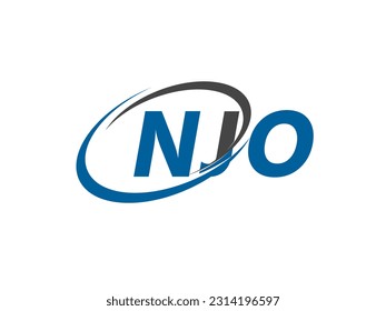 NJO letter creative modern elegant swoosh logo design