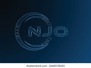 Diseño de Vector de logotipo de letra poli baja NJO. Diseño de logotipo de poliéster inferior NJO. Logotipo de poliéster bajo.