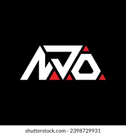 NJO triangle letter logo design with triangle shape. NJO triangle logo design monogram. NJO triangle vector logo template with red color. NJO triangular logo Simple, Elegant, and Luxurious design.