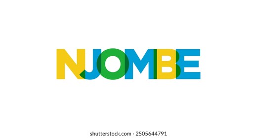 Njombe in the Tanzania emblem. The design features a geometric style, vector illustration with bold typography in a modern font. The graphic slogan lettering.