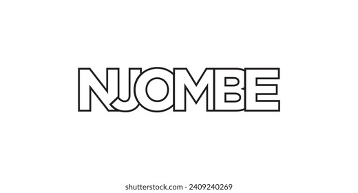 Njombe in the Tanzania emblem for print and web. Design features geometric style, vector illustration with bold typography in modern font. Graphic slogan lettering isolated on white background.