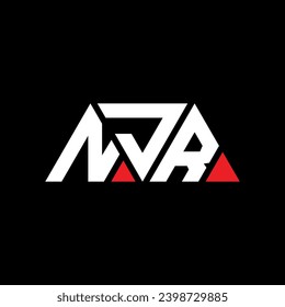 NJR triangle letter logo design with triangle shape. NJR triangle logo design monogram. NJR triangle vector logo template with red color. NJR triangular logo Simple, Elegant, and Luxurious design.