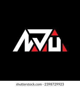 NJU triangle letter logo design with triangle shape. NJU triangle logo design monogram. NJU triangle vector logo template with red color. NJU triangular logo Simple, Elegant, and Luxurious design.