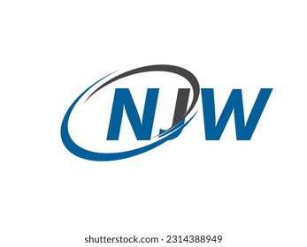 NJW letter creative modern elegant swoosh logo design