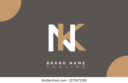 NK Alphabet letters Initials Monogram logo KN, N and K
