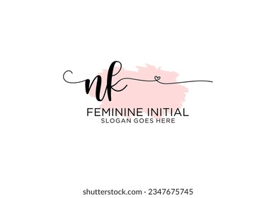 Monograma de belleza NK y elegante logo de diseño para escritura a mano de marca inicial, boda, moda, floral y botánica con plantilla creativa.