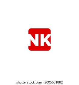 "NK" company name initial letters monogram. NK company logo monogram. NK letters in rounded square shape.