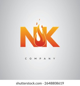 NK Creative Fire Letter Logo Design