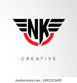 NK Creative Wings Letter Logo mit Modern Shield - Leistungsstarkes Business- und Branding-Symbol	
