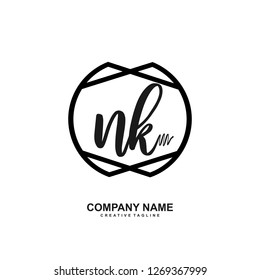 NK Initial Handwriting Logo Template Vector 