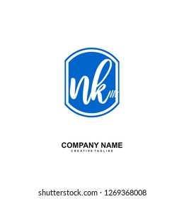 NK Initial Handwriting Logo Template Vector 