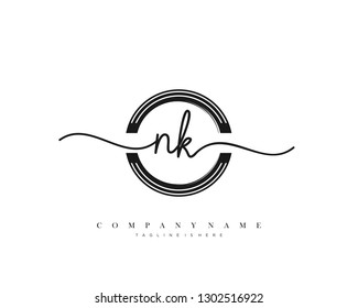 NK initial handwriting logo template vector