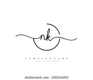 NK initial handwriting logo template vector
