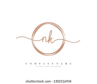 NK initial handwriting logo template vector