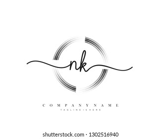 NK initial handwriting logo template vector