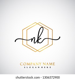 NK Initial Handwriting logo template vector