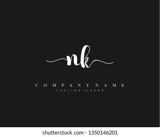 NK initial handwriting logo template with luxury color vector