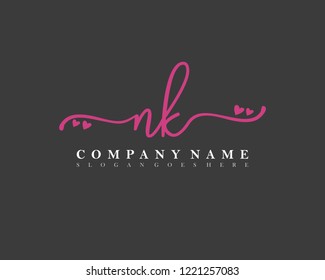 NK Initial handwriting logo vector