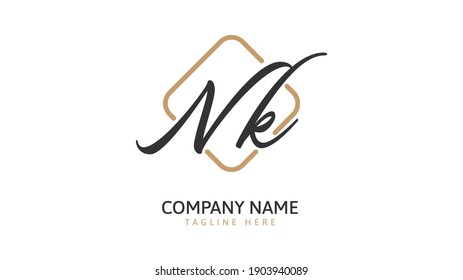 Nk Initial handwriting logo vector