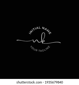 nk Initial handwriting signature logo vector. Hand lettering for designs