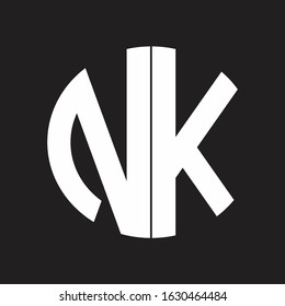 NK Initial Logo design Monogram Isolated on black and white