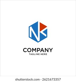 NK Initial Logo. Geometric Hexagon Monogram Symbol for Modern Business, Corporate Branding, Technology, Consulting, Creative Design, Premium Typography Icon, Vector Template for Web and Marketing Use