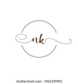 NK Initial Logo Handwriting template letter illustration