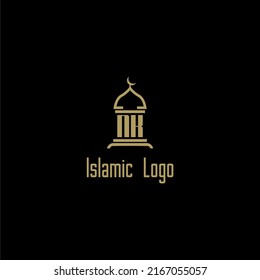 NK initial monogram for islamic logo with mosque icon design