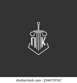 NK erste Anwaltskanzlei für Monogramme mit Schwert- und Säulenlogo