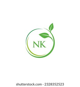 NK initial monogram letter for nature logo with leaf image design